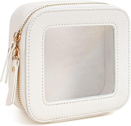 Small Clear Makeup Bag, Mini Makeup Pouch TSA Approved Toiletry Bag for Women Travel Makeup Bag Cute Clear Cosmetic Bag Waterproof Make Up Bag Organizer for Car Essentials