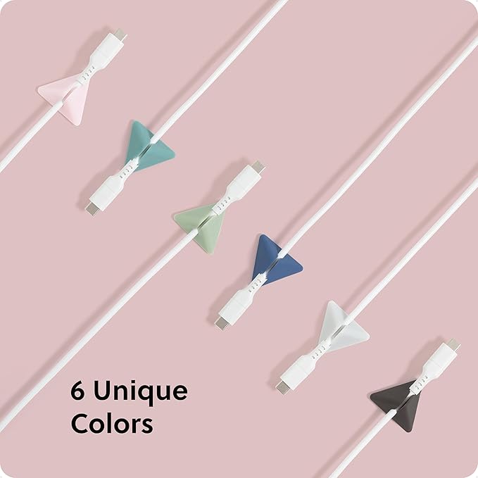 U Brands Adhesive Pyramid Cord Organizers, Set of 12 Cable Clips, Office Desk Accessories, Office Supplies, Assorted Colors