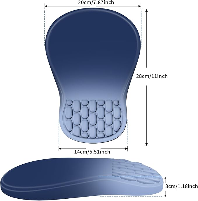 YIWEI Ergonomic Mouse Pad with Wrist Rest - Comfortable Office Mousepad with Memory Foam Wrist Support for Carpal Tunnel Relief, Mouse Pads with Non-Slip Base for Gaming and Home (Gradient Blue)