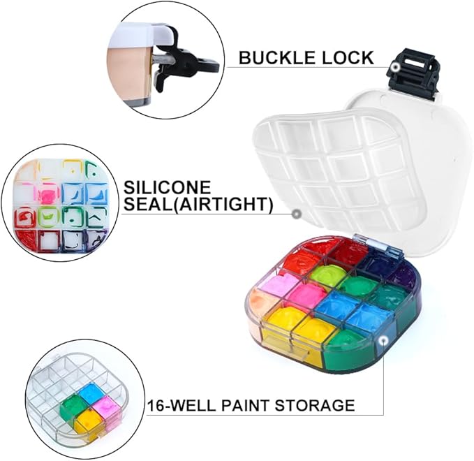 Transon Paint Saver Storage Palette Box 16well Portable Airtight Black