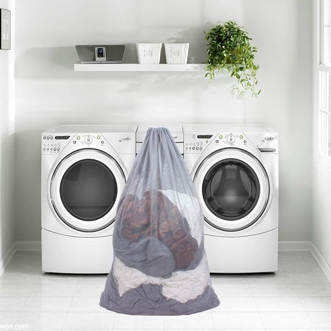 2 Pack Mesh Laundry Bags, 24 x 36 Inches Heavy Duty Drawstring Bag, Factories, College, Dorm, Travel and Apartment Dwellers, Gray