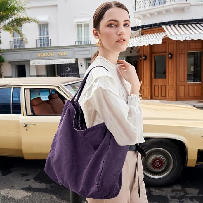 Canvas Tote Bag for Women Large Hobo Shoulder Bag for Work Travel Casual Message Bag Tote Purse handbags