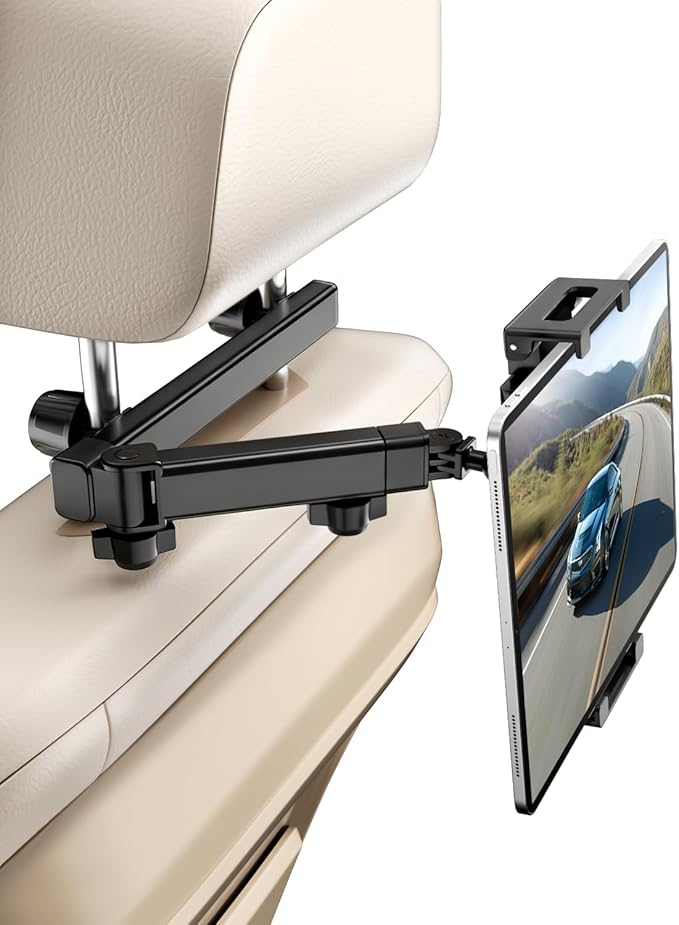 Tablet Holder for Car, Extendable & Pivoting Headrest Mount to Keep Kids Engaged – Road Trip Essential for 5.5-11" Devices (1 Pack)