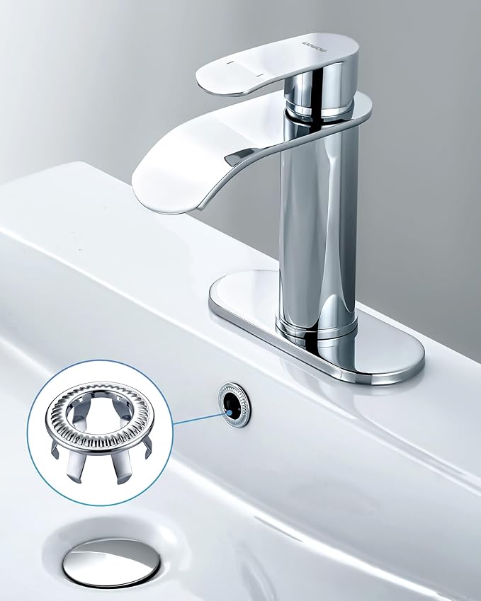 2 Pack Sink Overflow Ring, WOWOW Bathroom Kitchen Sink Basin Trim Copper Overflow Cover Hole Insert Cap, Vanity Sink Trim Rings (Chrome)