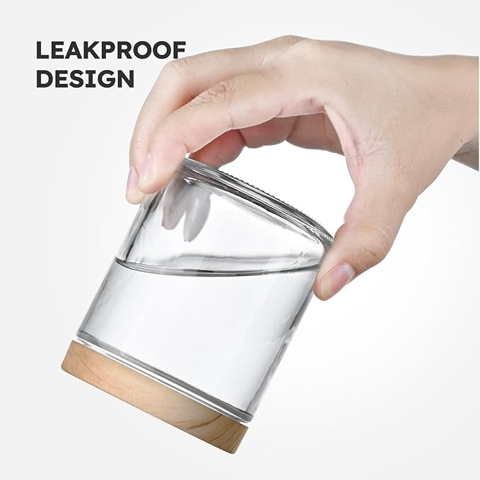 8 OZ Glass Jars with Lids, 2 Pcs Candle Jars with Plastic Woodgrain Lids & Inner Liners, Reusable Travel Containers for Creams, Makeup, Lotion, Cosmetic