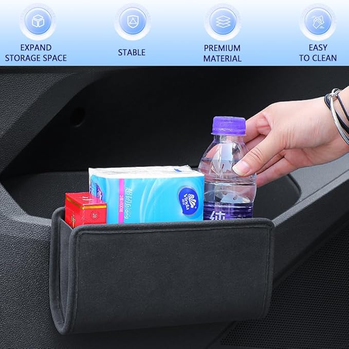 Tumecos 2Pcs Multifunctional Storage Box, Car Trash Can, Auto Door Side Organizer, Large Capacity Storage Bag, Back Seat Storage Pocket, Car Accessories Organizer Box (Style A)