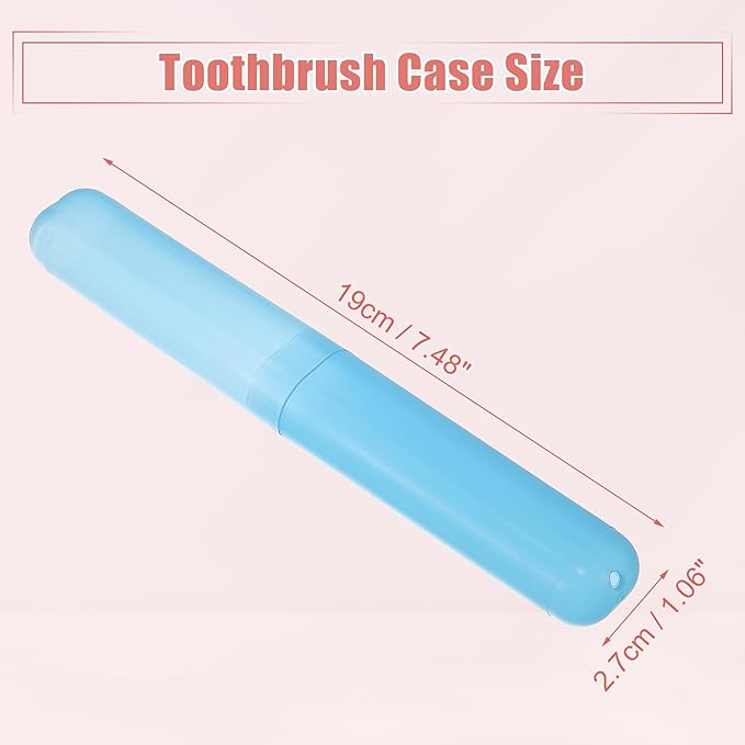 VOCOSTE 2 Pcs Toothbrush Travel Case, Plastic, Lightweight, Blue, 7.48"x1.06"