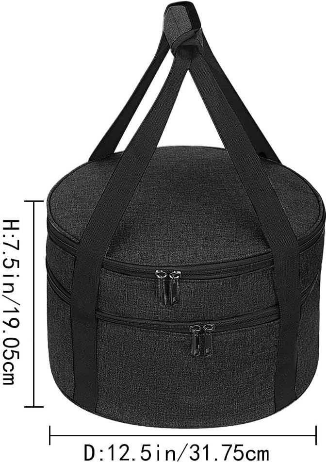 HERSENT Lunch Bag Insulated Thermal Food Carrier, Casserole Carrier,Pie Carrier, Insulated Casserole Carrier Storage Bag with Carry Handles, 2 Compartments Insulated Lunch Bag Potluck Carrier