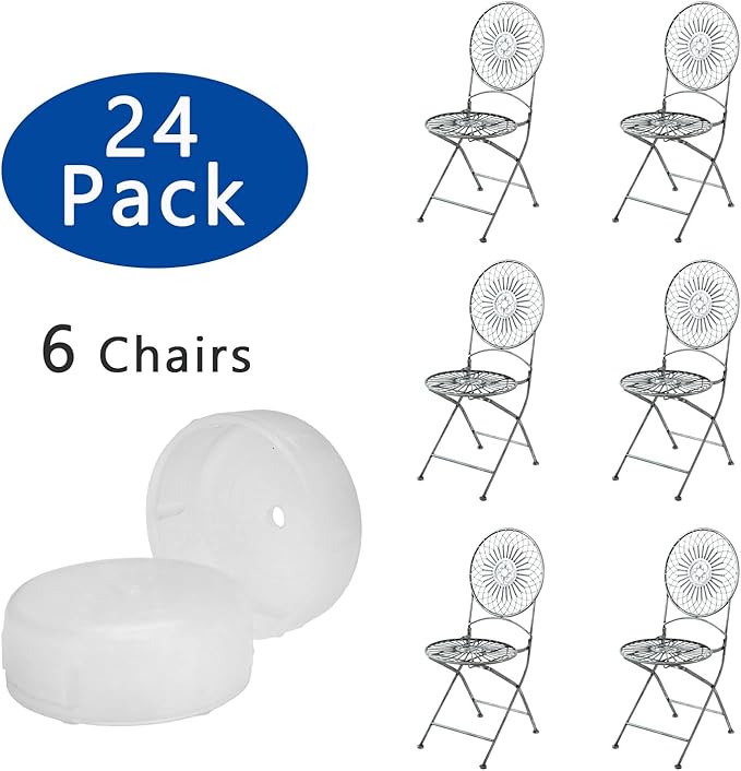 24 Pack 1.25" Wrought Iron Patio Furniture Glides Outdoor Chair Leg Floor Protectors-Clear…