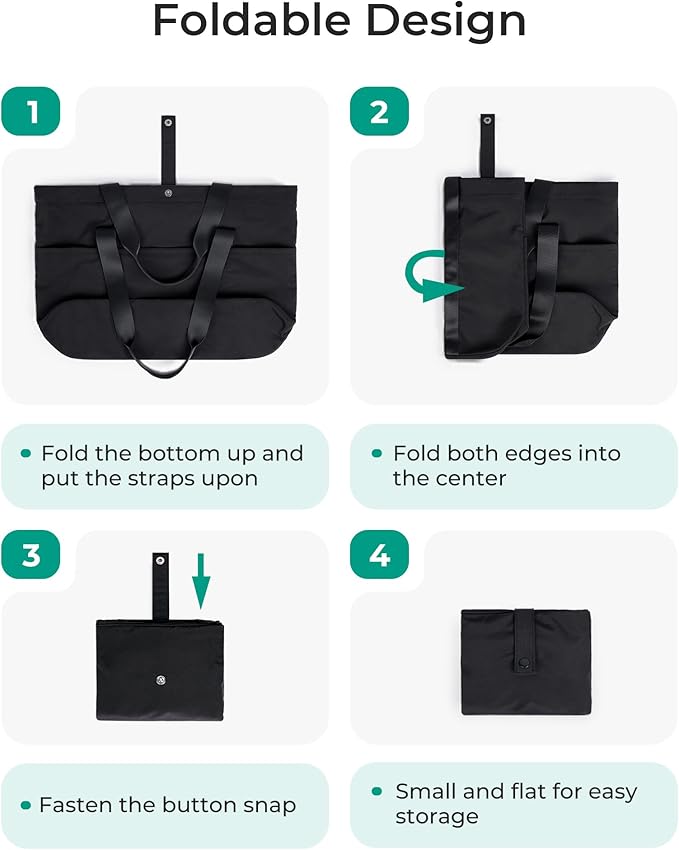 BAGSMART Tote Bag for Women, Foldable Tote Bag With Zipper Travel Large Shoulder Bag Handbag for Work-16.5''l X 6''wx 14''h