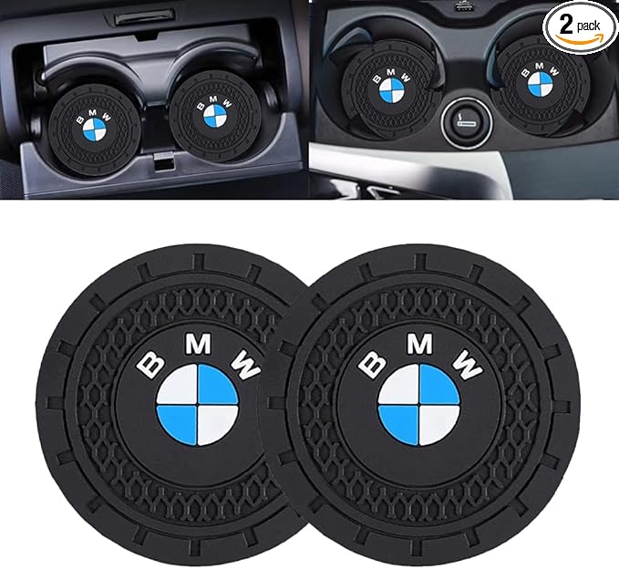 Car Cup Holder Coaster for BMW M 3 5 7 X1 X3 M3 M5 X1 X5 X6 Recessed Silicone Cupholder Coaster Interior Accessories 2.75in 2Pack Black