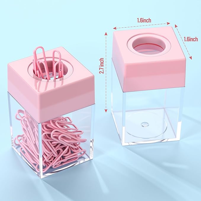 Outus 4 Pieces Magnetic Paper Clip Dispenser Holder Paperclip Dispenser for Desk, School, Office(Pink)