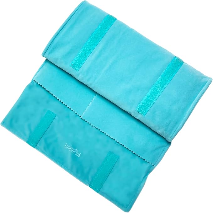 UnionPlus Velvet Travel Jewelry Roll Bag Organizer for Necklaces Bracelets, Extra Large Black with Elastic Band for Necklaces Only, River Blue