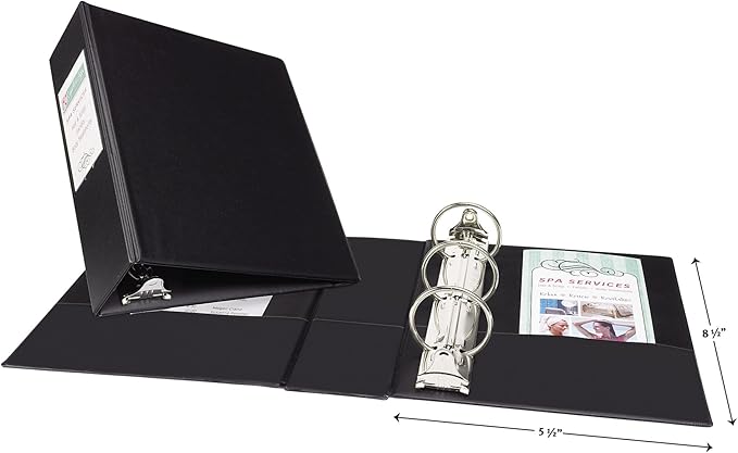 AVERY Mini Binder 2 Inch Round Rings Black | 5.5 x 8.5 Inch | Holds 375 Sheets | With Interior Pockets | Pack of 6