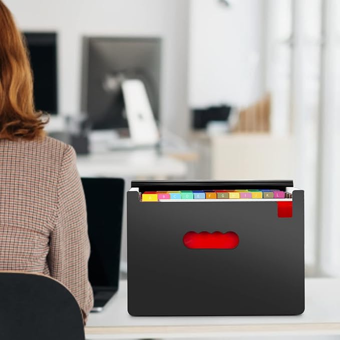 25 Pockets Accordion File Organizer Expanding File Folders with Handle,Fun Storage Portable Filing Box for Paperwork Documents Paper,A4/Letter Size