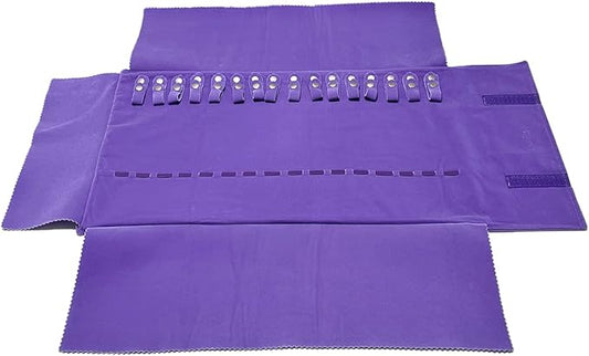 UnionPlus Velvet Travel Jewelry Roll Bag Organizer for Necklace, Elastic Band and Anti-winding, Purple