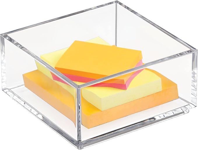 mDesign Plastic Square Desk Organizer - Create Section for Home Office Drawers, Desktop - Holds Pens, Paper Clips, Notebooks and Other Office Supply Accessory - Lumiere Collection - 12 Pack, Clear
