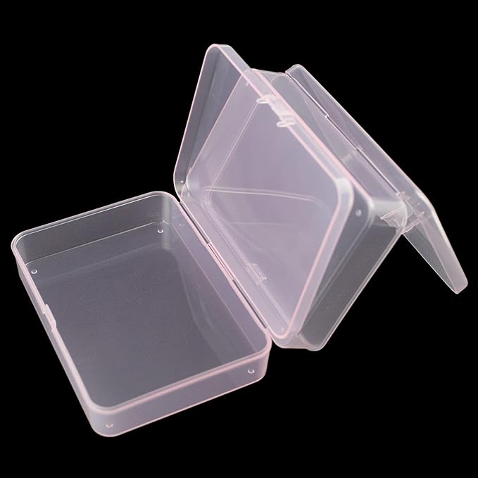LJY 12 Pieces Rectangular Empty Mini Plastic Organizer Storage Box Containers with Hinged Lids (4.5 x 3.3 x 1.1 inch, Pink)