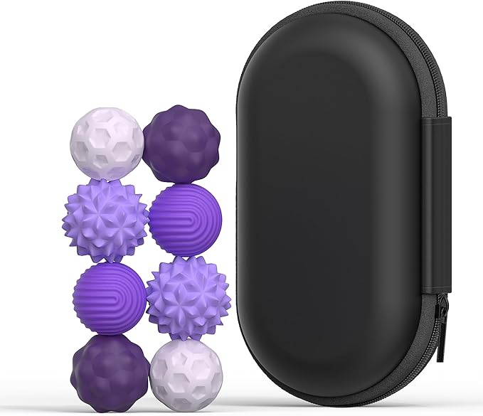 8PCS Sensory Fidget Balls For Adults & Teens,Magnetic Attraction Stress Balls With Silicone Shell-To Calm Restless Hands and Anxious Mind, Quiet Desk Fidget Toys for Office Travel Toys Gift (Purple,8)