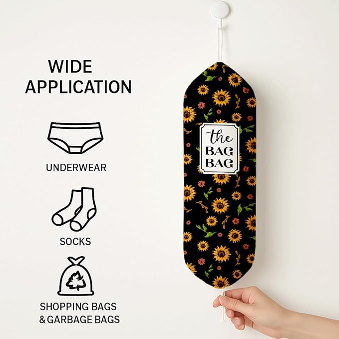 The Bag Bag Grocery Bags Holder, Sunflower Plastic Bags Holder for Kitchen Essentials, Reusable Hanging Plastic Sack Dispenser, Kitchen Gifts For Women Family Friends Grandma Mom