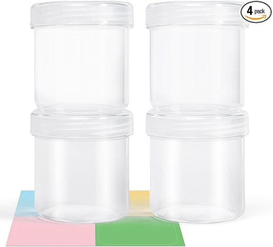 Wide Mouth Travel Containers, PP Clear Leak Proof Travel Plastic Jars with Lids for Creams Lotion Cosmetic, Jewelry Beads, Sample, Small Items Storage (4 Pack，5oz)