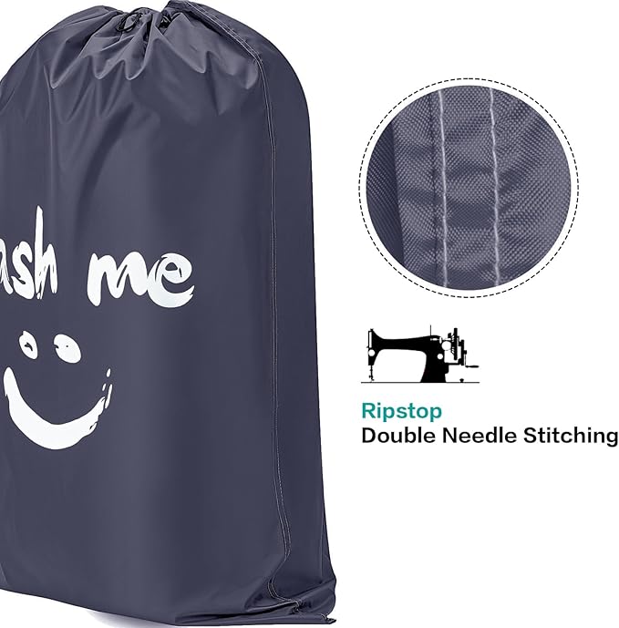 HOMEST XL Wash Me Travel Laundry Bag, Dirty Clothes Organizer, Large Enough to Hold 4 Loads of Garments, Easily Fits a Hamper or Clothing Basket, Grey