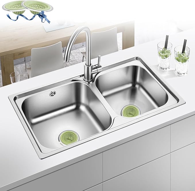 2 PCS Kitchen Stainless Silicone Sink Strainer, 4.5 inch Diameter… (Light Green)