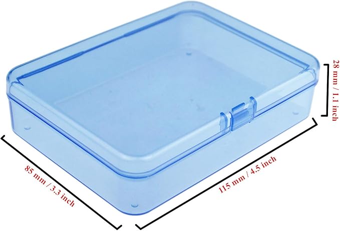 Goodma 8 Pieces Rectangular Plastic Boxes Empty Storage Organizer Containers with Hinged Lids for Small Items and Other Craft Projects (Blue, 4.5 x 3.3 x 1.1 inch)