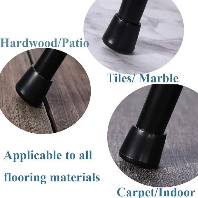 Chair Leg Tips Caps Non-Slip Rubber Leg Tips 1” Inner Diameter Furnigear -Black Chair Leg Floor Protectors Round, 16 Pack