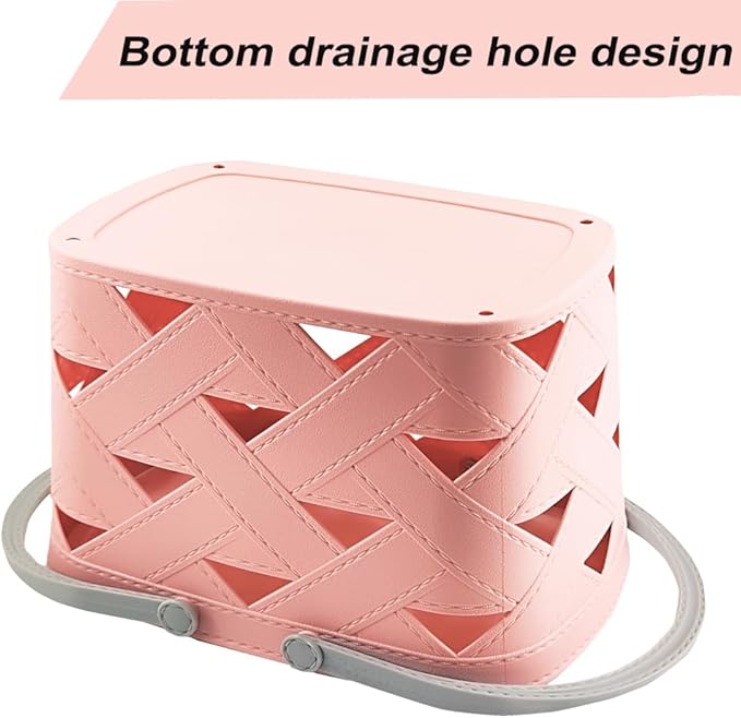 Portable Shower Caddy 2 Pack, Tote Plastic Storage Basket with Handle Shelf Organizers Bin for Bathroom, College Dorm, Kitchen, Garden, Camping, Cleaning Supplies (Pink 1 pcs)