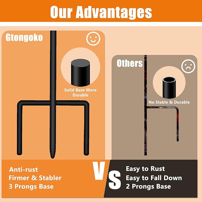 Gtongoko 48 Inch Shepherds Hooks for Outdoor 4 Pack Garden Hooks for Hanging Plants, Lanterns, Bird Feeders, Solar Lights, Mason Jars, Weddings Decor, Adjustable, Matte Black