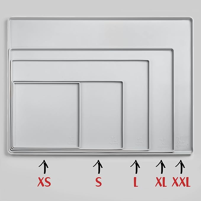 DogBuddy Dog Food Mat – Waterproof Dog Bowl Mat for Food and Water, Silicone Pet Feeding Mats for Floors, Non-Slip Placemat with High Edges for Dogs Bowls, Puppy Essentials (XL: 28" x 18", Mist)