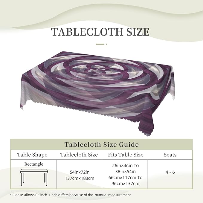 VIMPEYDON Fractal Table Cloth for Dining Tables, Reusable Sphere Blooming Flower Rose Like Colored Image Different Details Tablecloths Decor Rectangle Table Cover for Kitchen,Holiday,Party, 54x72Inch