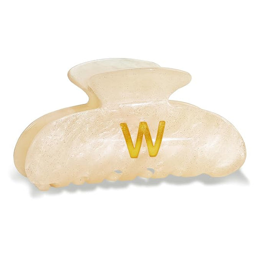 Acrylic Letter Hair Clips for Women - Monogram Hair Claw Alphabet Large Hair Clip, Fashion Glitter Claw Clips Elegant And Durable Hair Accessory, Letter W