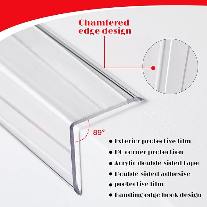 10 Pcs Wall Corner Protector, Clear Self-Adhesive Corner Protectors for Walls for Baby, Furniture, Door, Tables, Cover Sharp Furniture, Easy to Install(31.5'' X 1.18'')