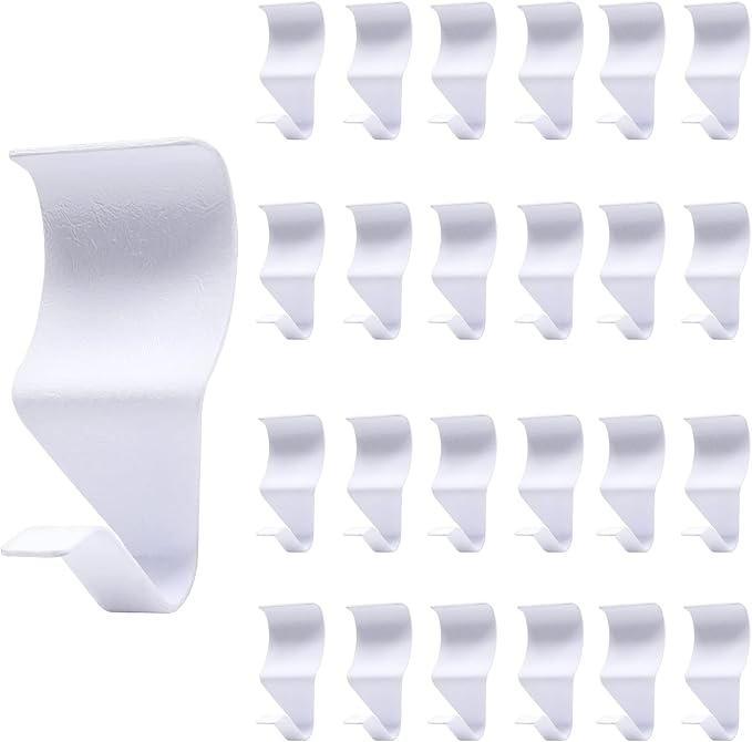 Biaungdo 24 Pcs Vinyl Hooks, Heavy Duty Stainless Steel White Vinyl Hangers, No Hole Needed Low Profile Siding Clips for Hanging Wreath, Outdoor Christmas Decorations