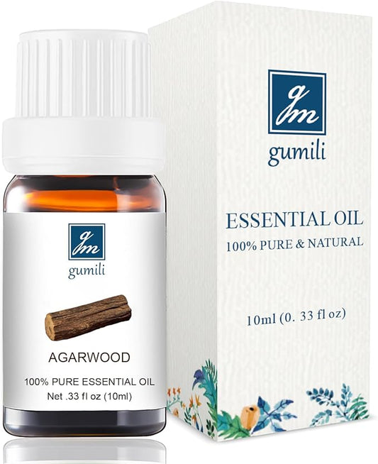 Agarwood Essential Oil - Pure Organic Oud Oil for Aromatherapy, Diffusers, Spray, Skin & Hair Care, Massage, DIY Candles & Soap, Perfume - 10mL