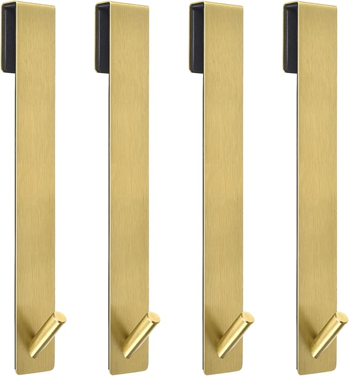 Kontoyo 10 Inch Extended Over Door Hooks, Stainless Steel Towel Hooks, Heavy Duty Rack Hooks for Robe, Towel - 4 Pack - Gold