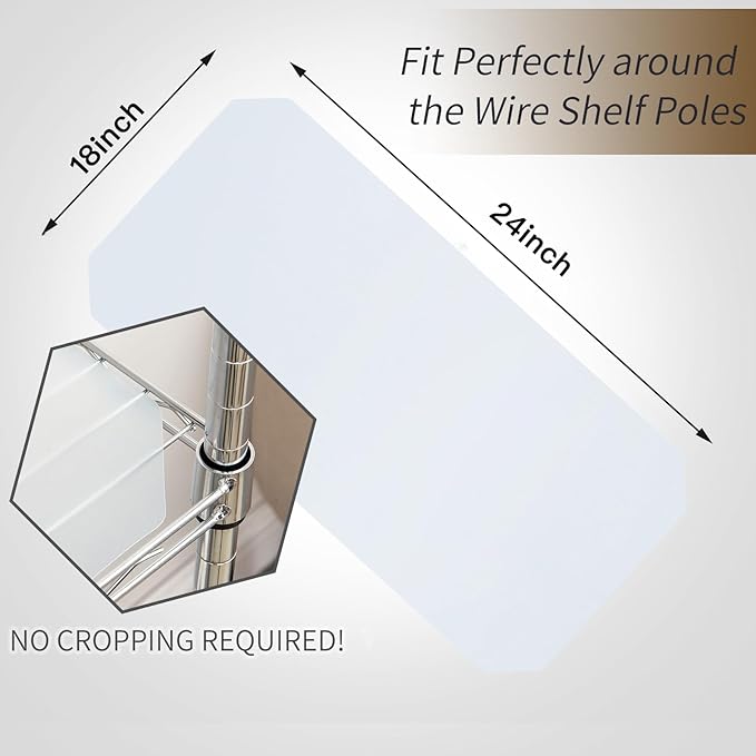 Poofzy Wire Shelf Liner 18" X 24", Non-Adhesive Plastic Shelf Liners for Wire Shelving, Waterproof Protector Mats (5PK, Clear)