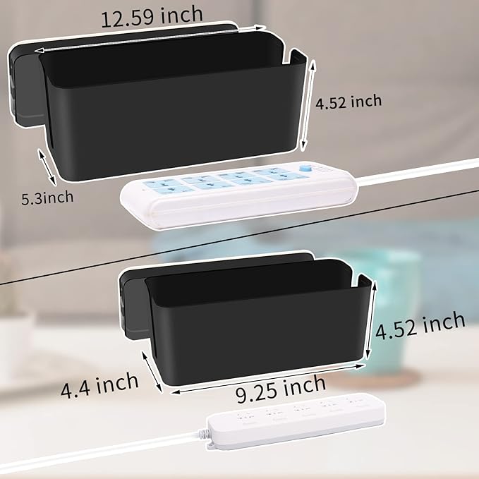 YUANYE Cable Management Box Cable Management Kit for Power Strip to Hide Wires,Cord Organizer Boxes,Safe ABS Material Wire Organizer of Cable Clips Sleeve for Home & Office,2Pack-123PCS/Black