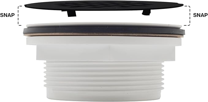 Westbrass A206P-06 2" No-Caulk PVC Compression Shower Drain with 4-1/4" Round Grid Cover, Antique Brass