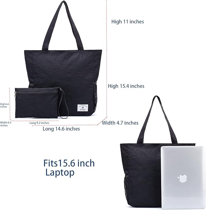 ETidy Large Capacity Foldable Tote Bag With Zipper Water-resistant Sandproof Women Beach Bag Handbag Gym Bag Travel Shopping Bag