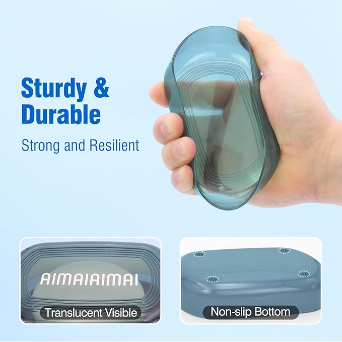 Travel Soap Container, Travel Soap Box with Removable Draining Layer for Camping, Gym (Blue Style A)