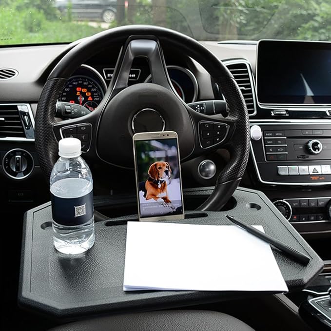 Car Steering Wheel Tray for Eating Food,Steering Wheels Desk Road Trip Essentials for Adults,Car Table Food Trays Organization,Cars Cool Interior Gadgets Accessories(Black)