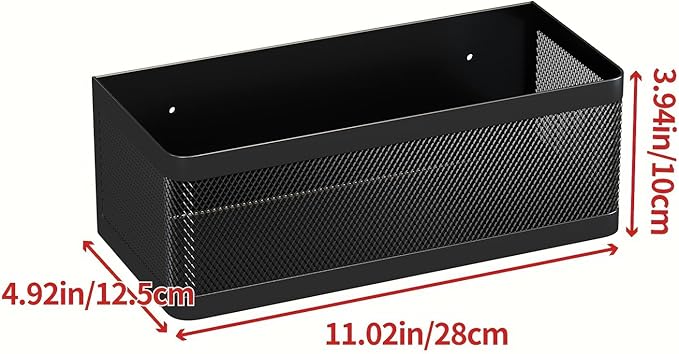 1 Pcs Magnetic Shelf For Fridge Shelves For Whiteboard Classroom Basket Organizer Holder Locker Storage Magnetic Bin Box Containers For Side Of Refrigerator (Black, 11''L*4.9''W*3.9''H)