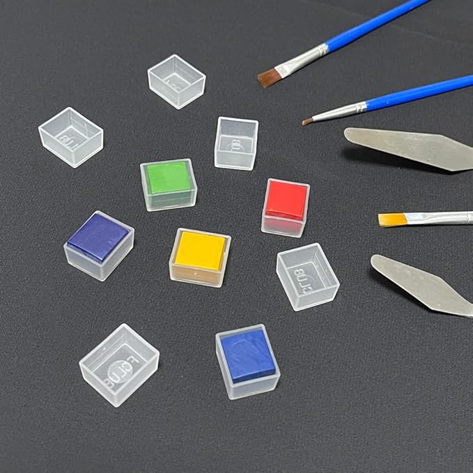 48Pcs Transparent Plastic Empty Watercolor Half Pans – 2ML Capacity, Refillable Paint Pans for DIY Solid Watercolors Gouache – Fits Metal Watercolor Tins & Travel Palette Box