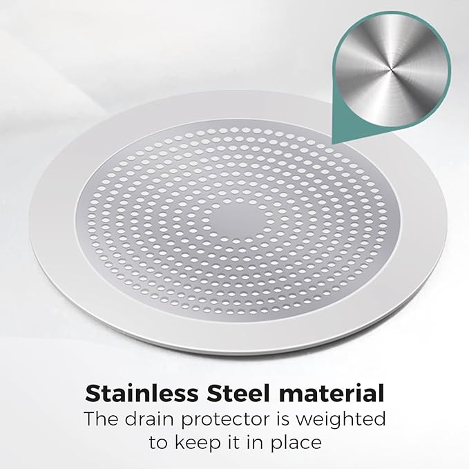 Shower Hair Drain Catcher - Stainless Steel, 5.7in Wide Rim for Robust Bathtub Adhesion, Easy Maintenance, Prevents Clogs, Perfect for Homeowners, Renters, Parents, Pet Owners