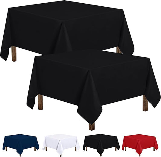 Utopia Kitchen Square Table Cloth 2 Pack(54x54 Inches, Black), Tablecloth Machine Washable, Polyester Table Cover for Dining, Buffet Parties, Picnics, Events, Weddings and Restaurants