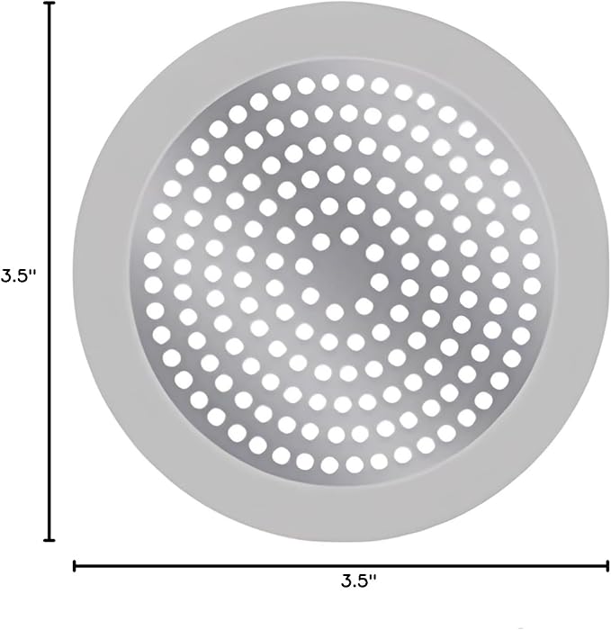 Shower Drain Hair Catcher 3.5 inch Small, Bathroom Sink Hair Stopper Sink Drain Cover Fliter Weighted Stainless and Silicone Shield (3.5 in)