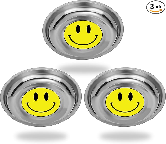 VASTOOLS Magnetic Parts Tray 3 Pack, 6" Round Magnetic Parts Bowl, Stainless Steel,for Screw Socket Pin Tools Nuts Bolts Ferruginous Metal Accessories
